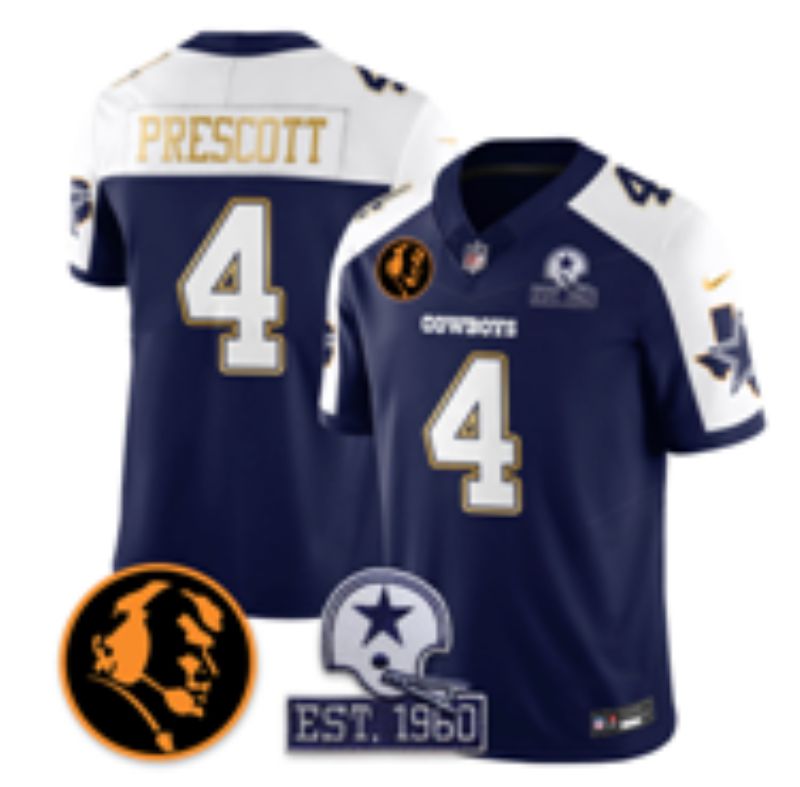 Men 2026 Dallas Cowboys #4 Prescott blue 6th generation Nike Limited NFL Jersey style 02